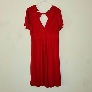 Avon flutter sleeve open back dress